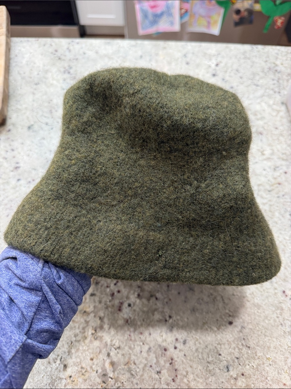 Vintage Barbour Lambs Wool Beanie Olive Green Felted Hat
